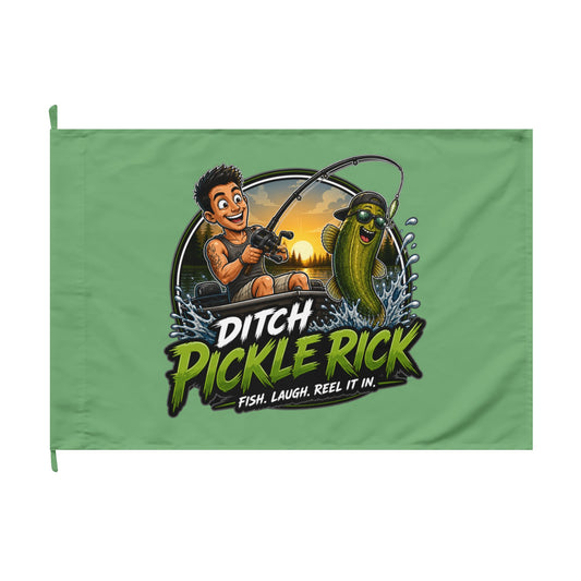Ditch Pickle Rick fishing flag