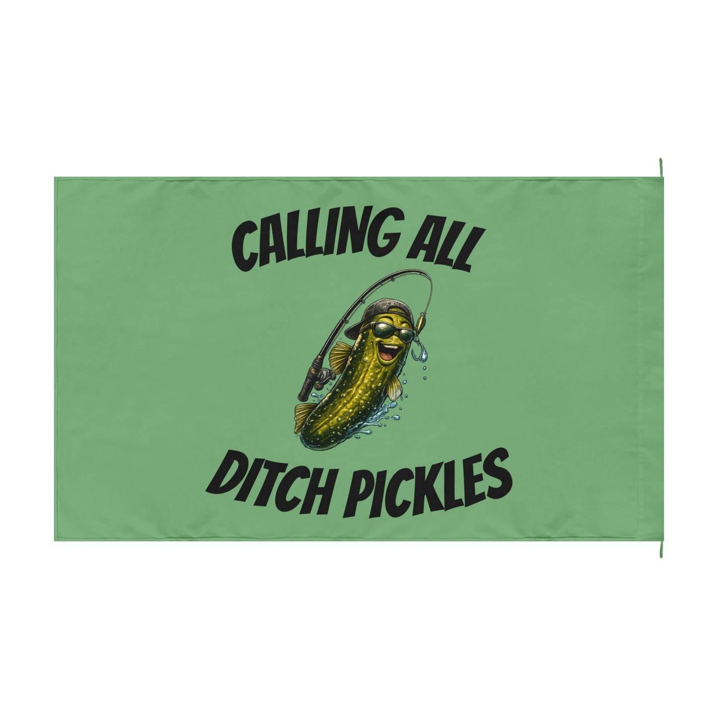 Ditch Pickle Rick fishing flag