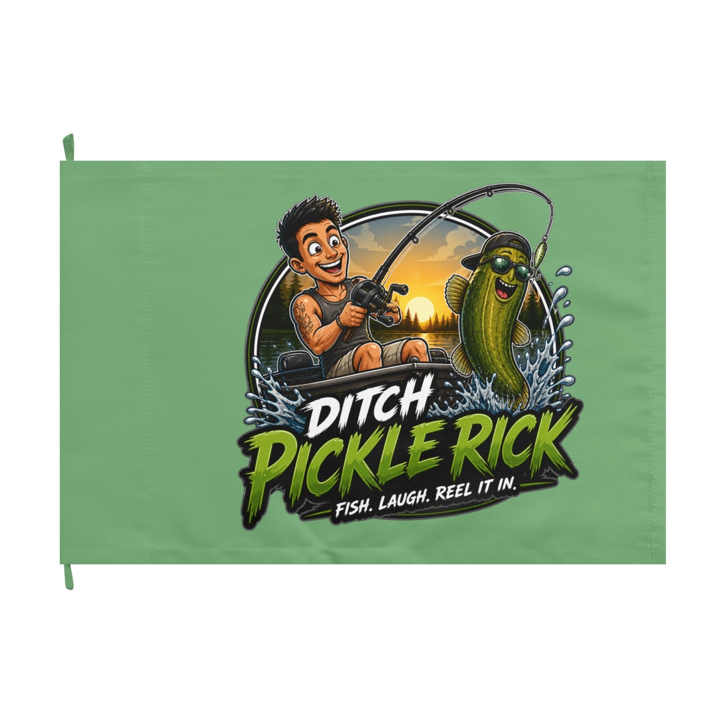 Ditch Pickle Rick fishing flag