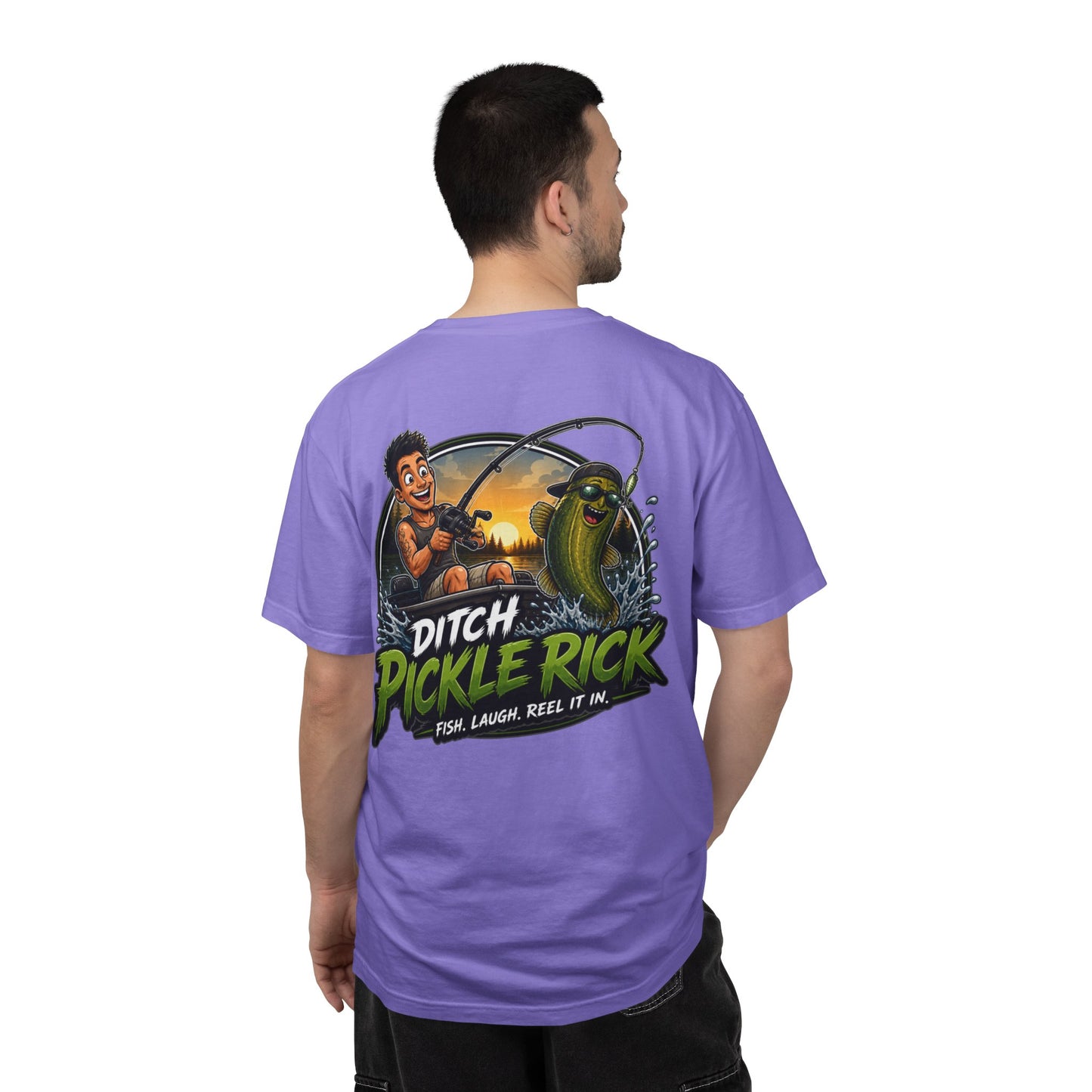Ditch Pickle Rick Pocket Logo Fishing T-Shirt