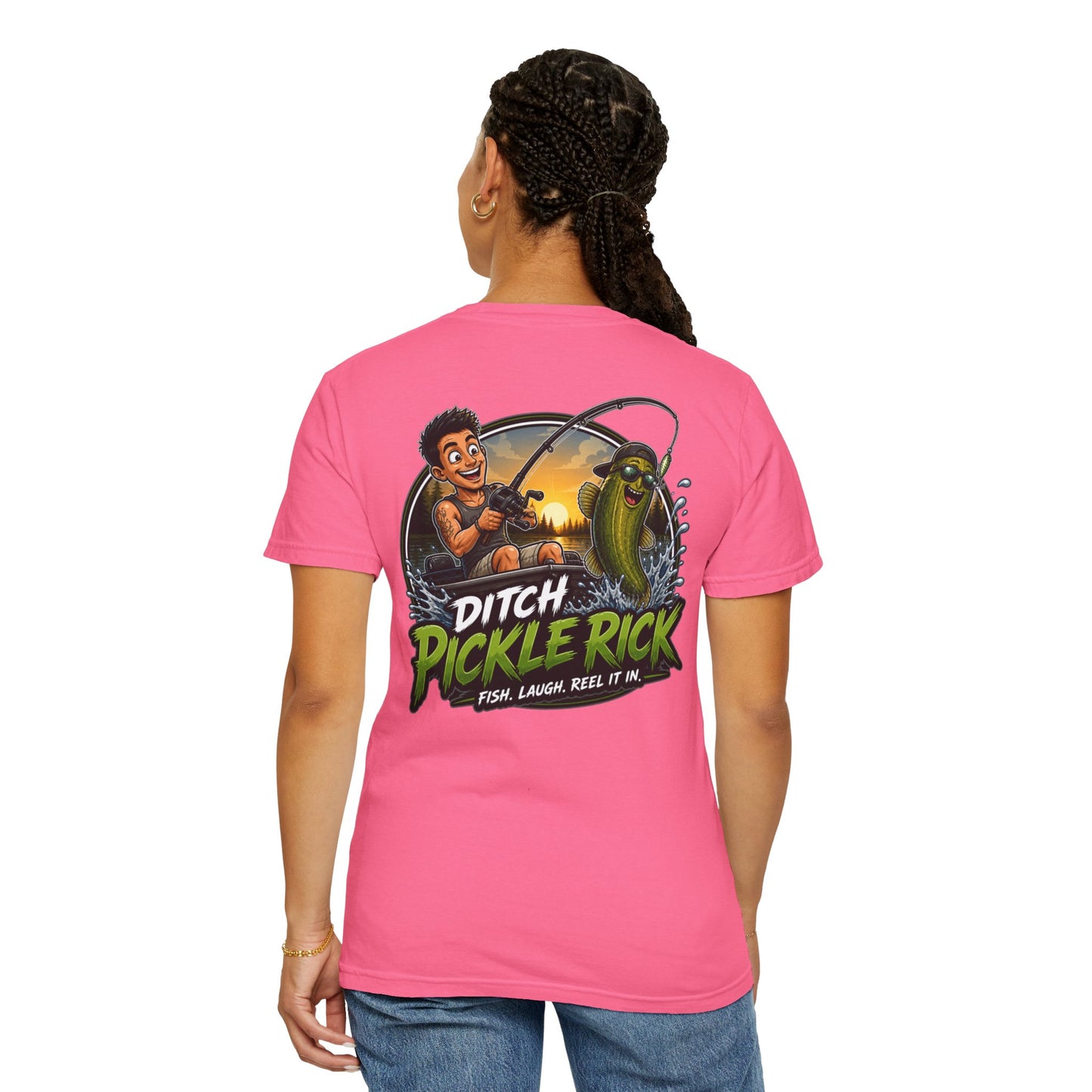 Ditch Pickle Rick Pocket Logo Fishing T-Shirt