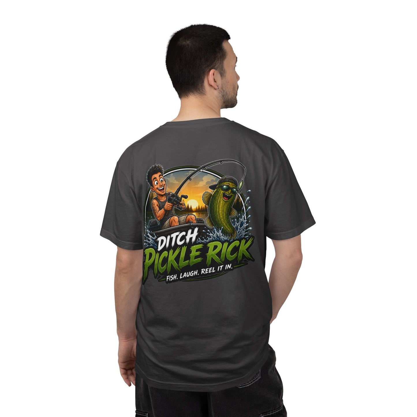 Ditch Pickle Rick Pocket Logo Fishing T-Shirt
