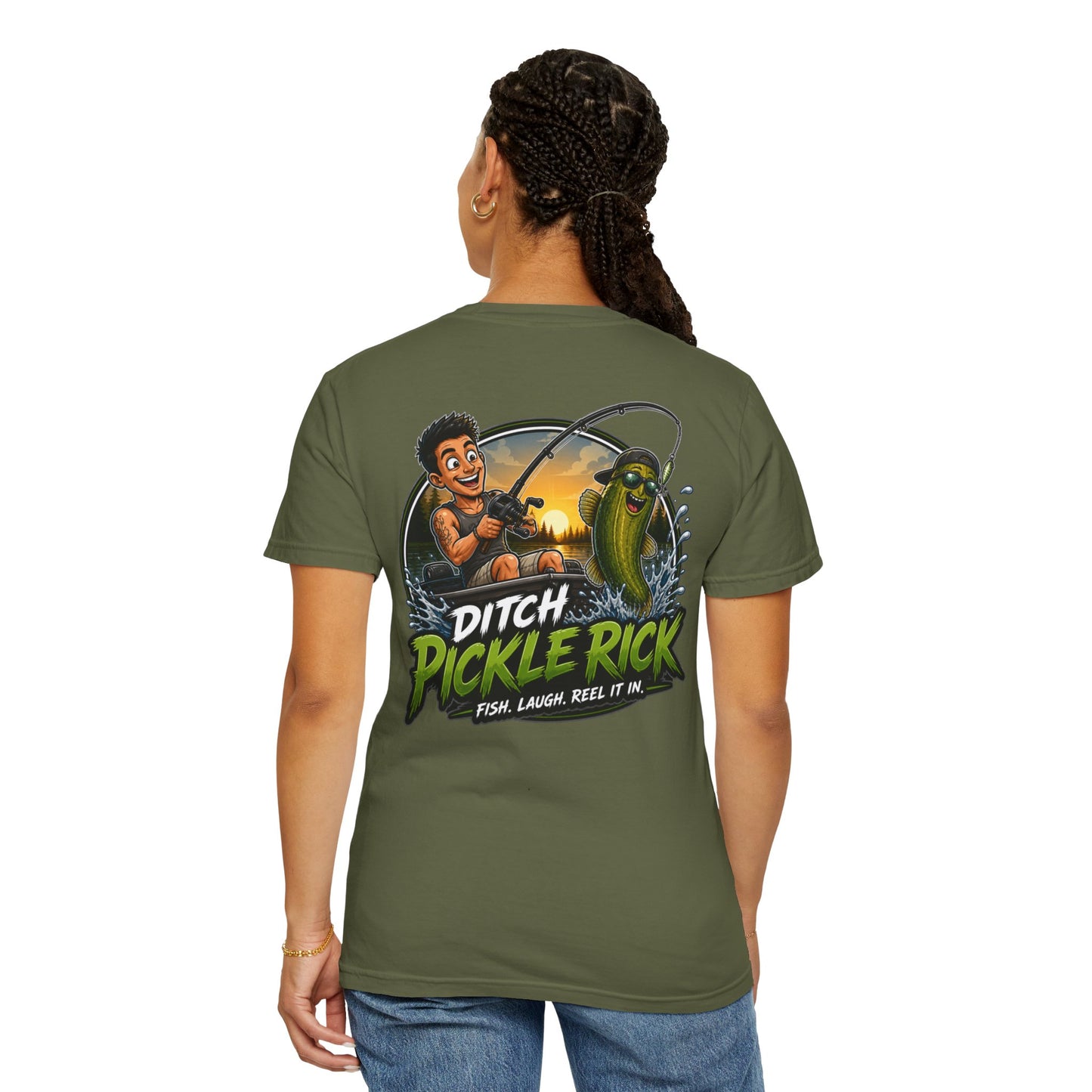 Ditch Pickle Rick Fishing Graphic T-Shirt