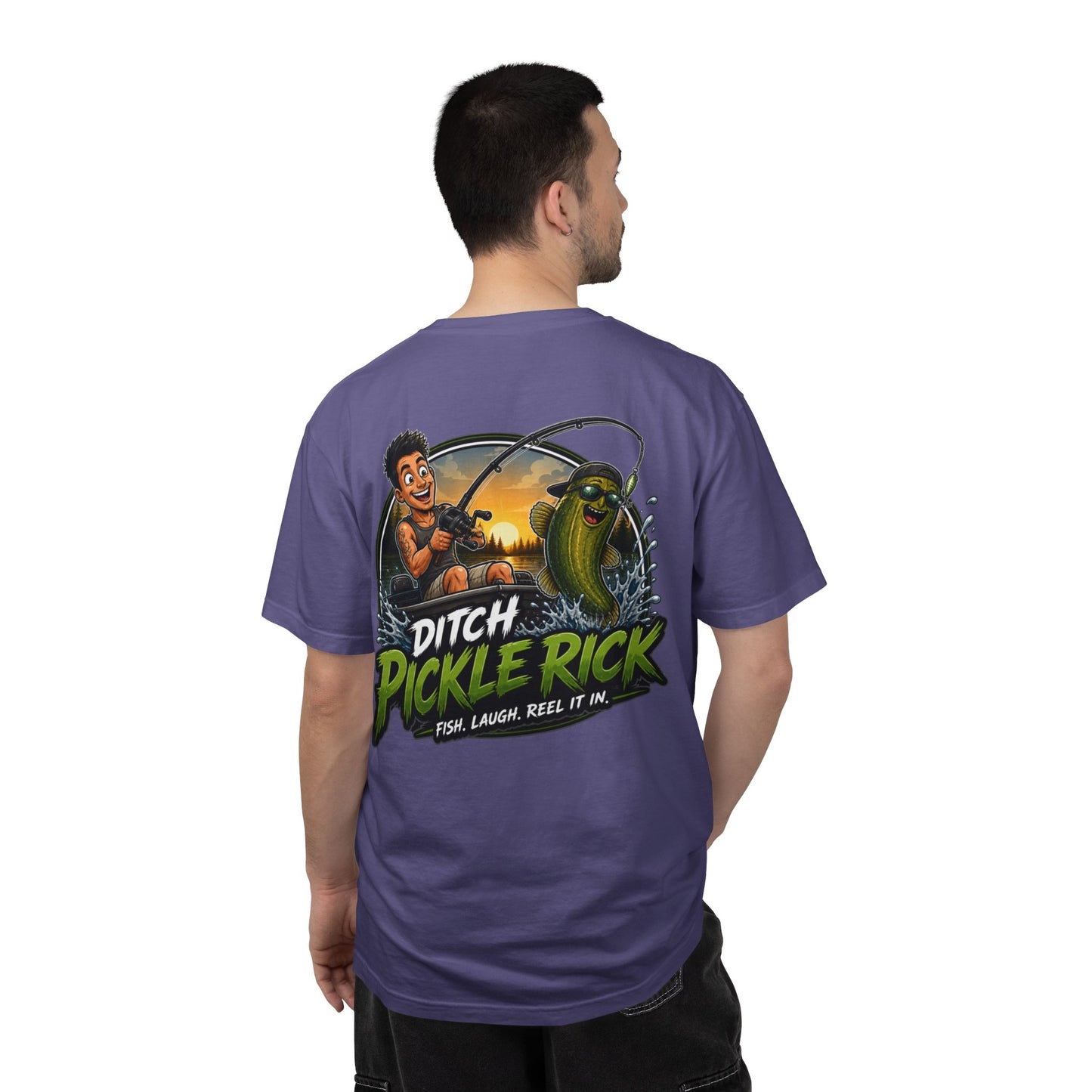 Ditch Pickle Rick Pocket Logo Fishing T-Shirt