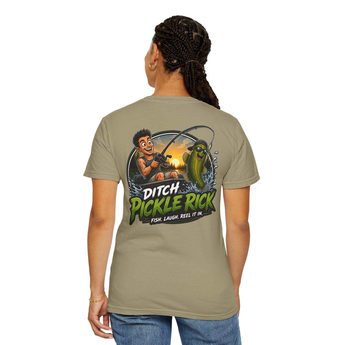 Ditch Pickle Rick Pocket Logo Fishing T-Shirt