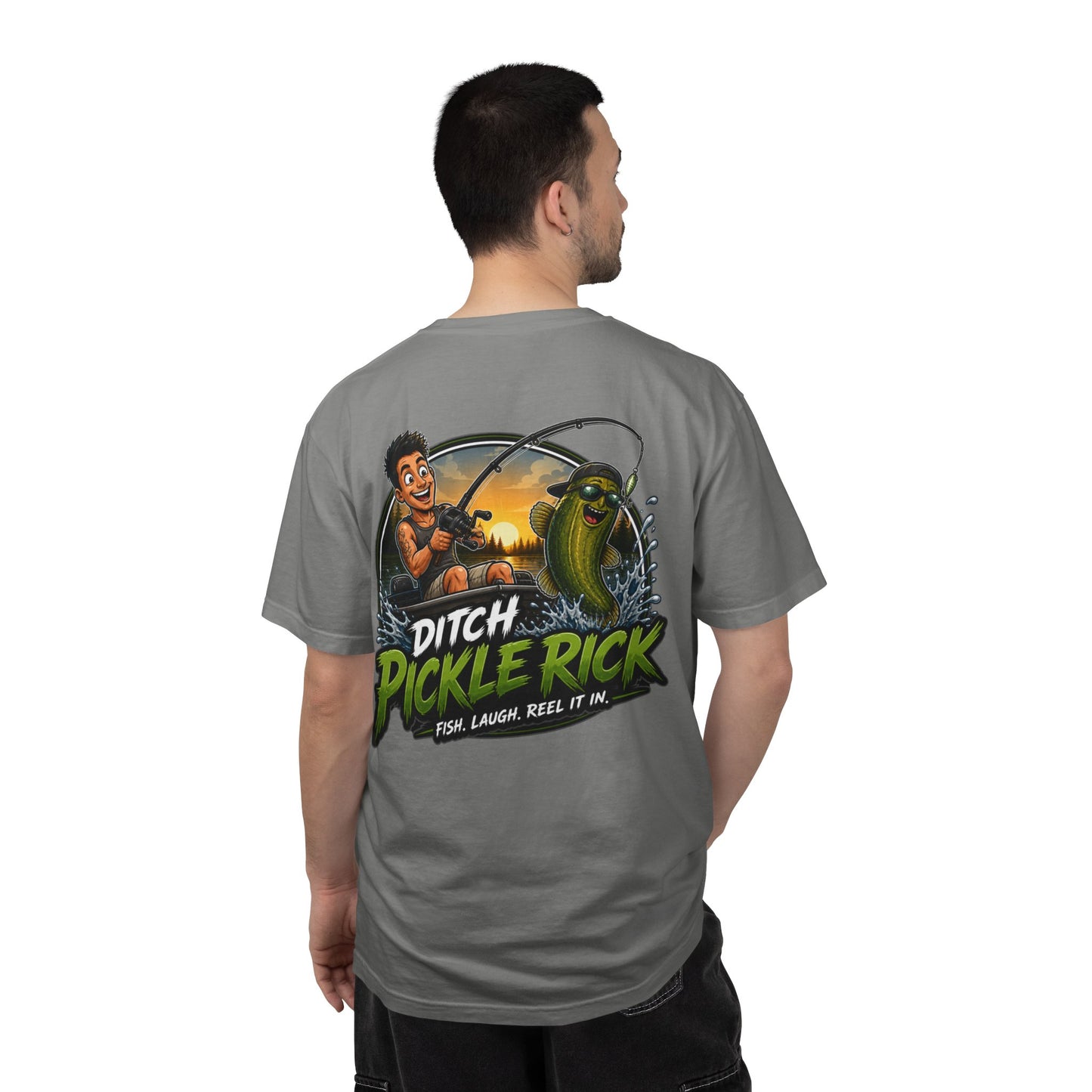 Ditch Pickle Rick Pocket Logo Fishing T-Shirt