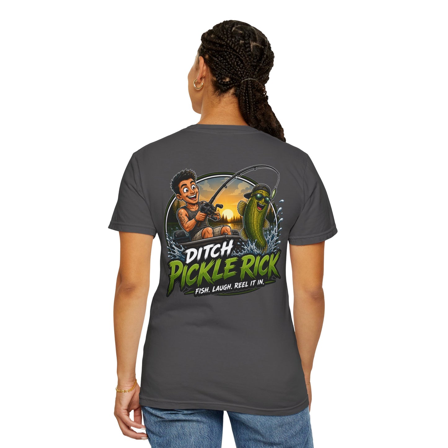 Ditch Pickle Rick Fishing Graphic T-Shirt