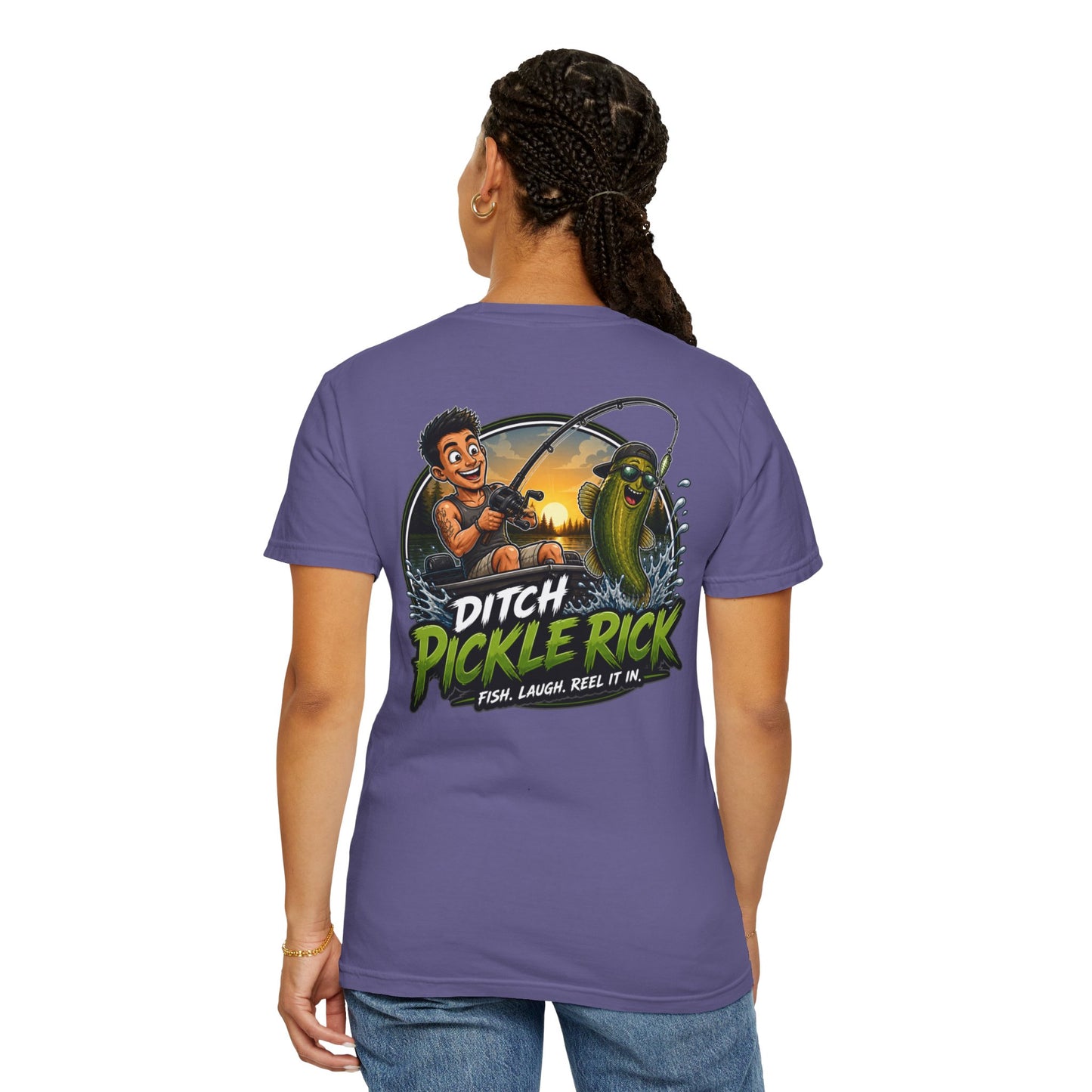 Ditch Pickle Rick Pocket Logo Fishing T-Shirt