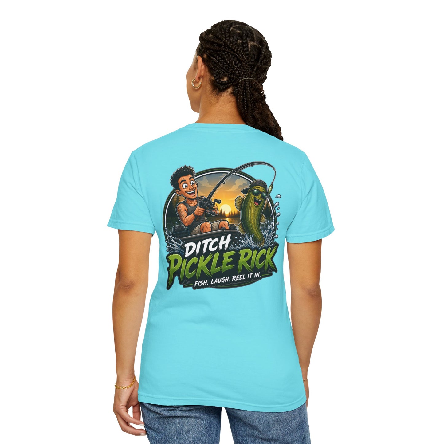 Ditch Pickle Rick Pocket Logo Fishing T-Shirt