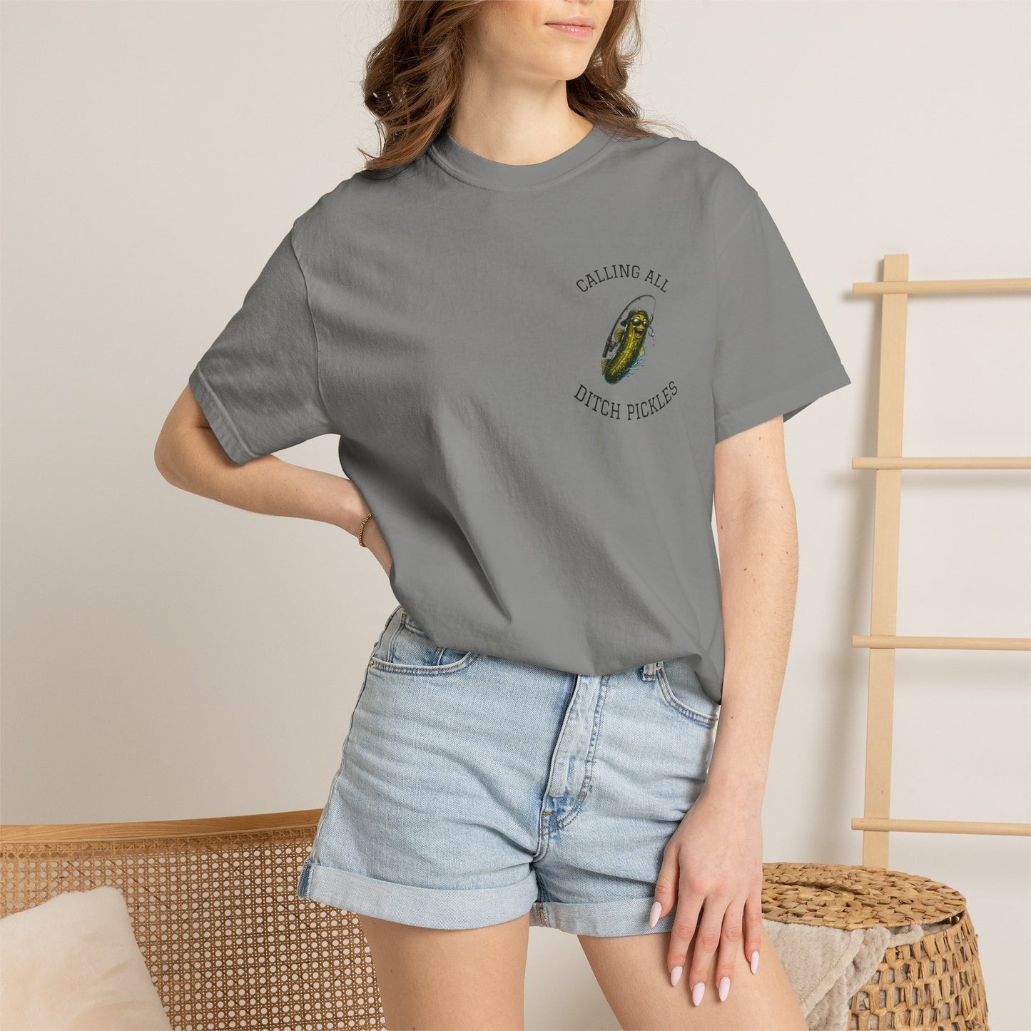 Ditch Pickle Rick Pocket Logo Fishing T-Shirt
