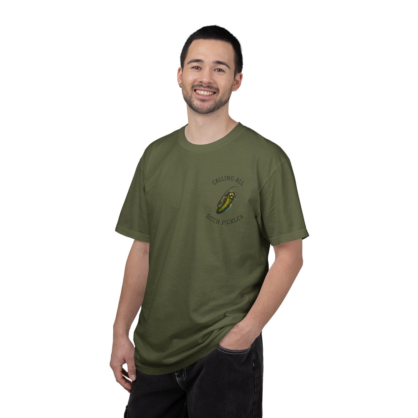 Ditch Pickle Rick Pocket Logo Fishing T-Shirt