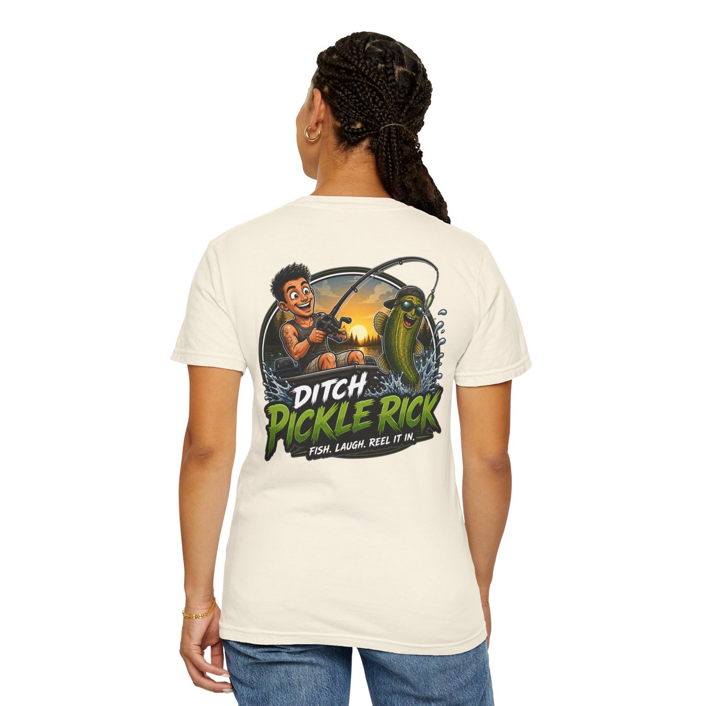 Ditch Pickle Rick Pocket Logo Fishing T-Shirt