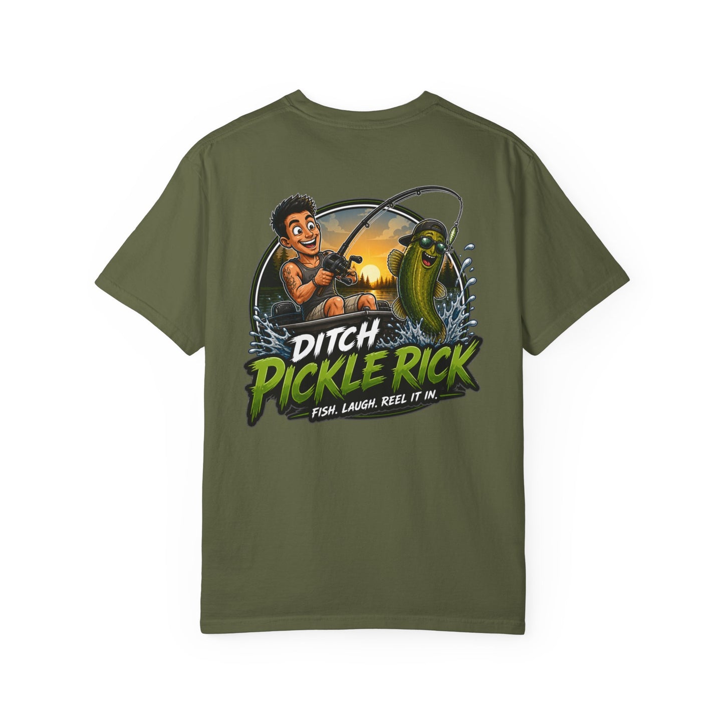 Ditch Pickle Rick Pocket Logo Fishing T-Shirt