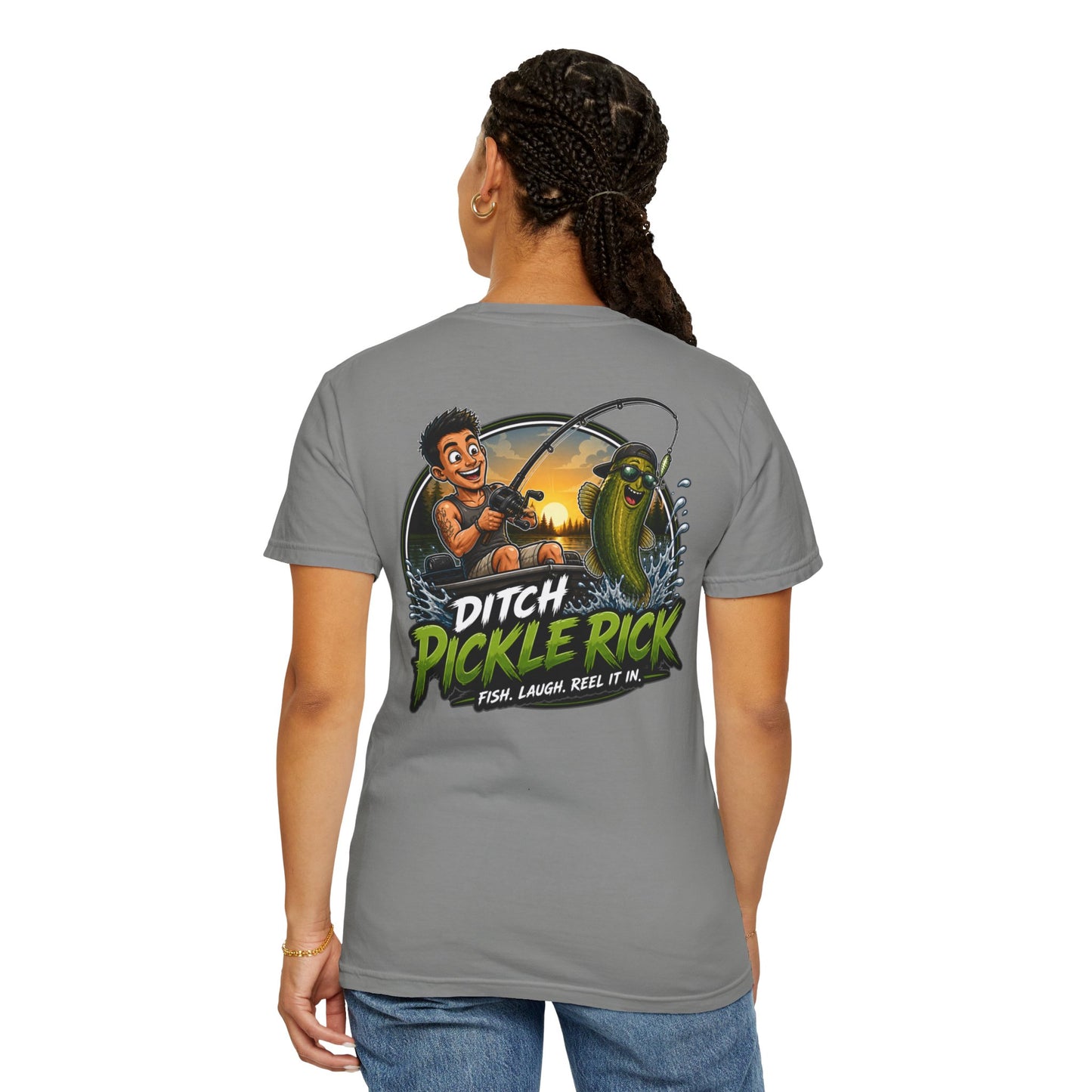 Ditch Pickle Rick Pocket Logo Fishing T-Shirt