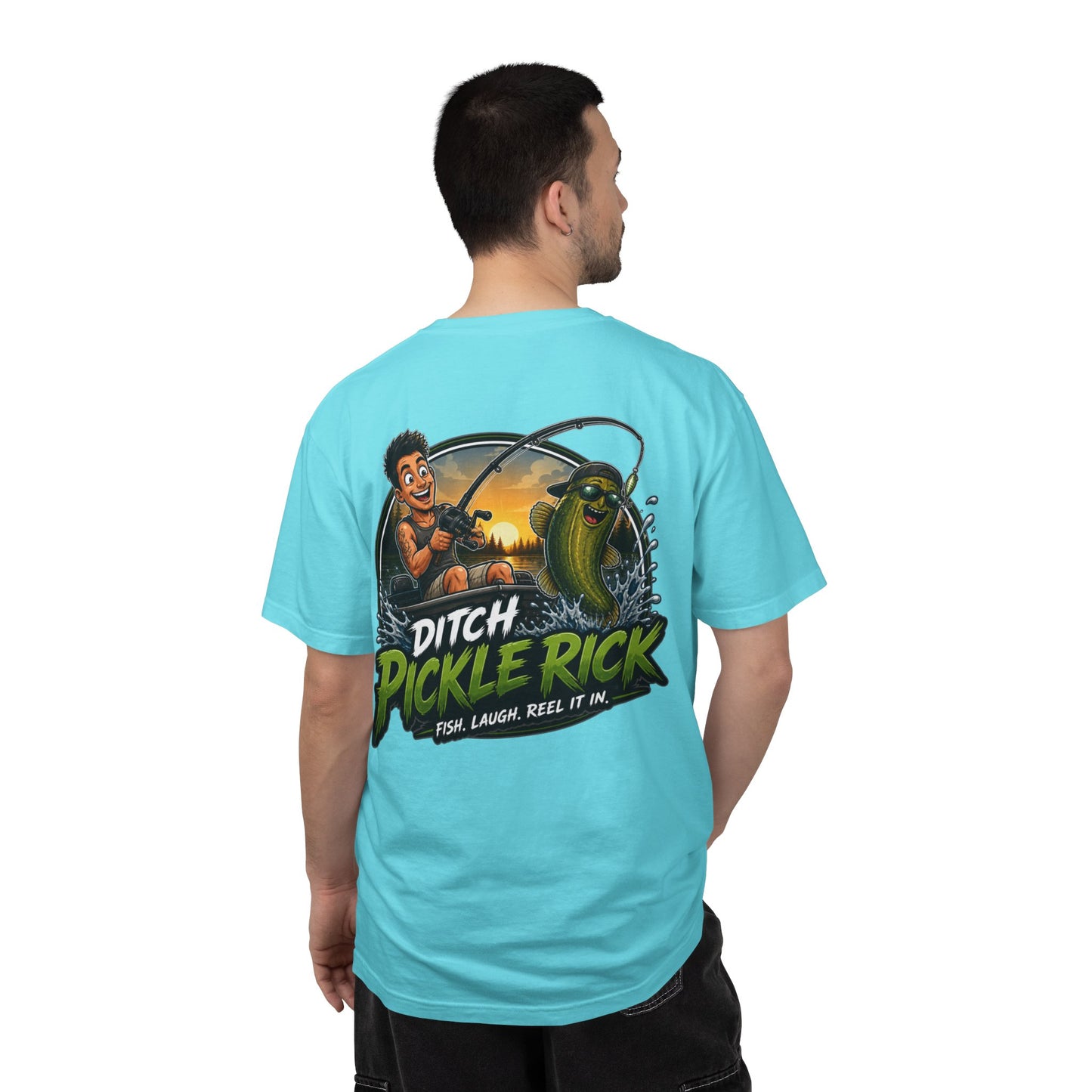 Ditch Pickle Rick Pocket Logo Fishing T-Shirt