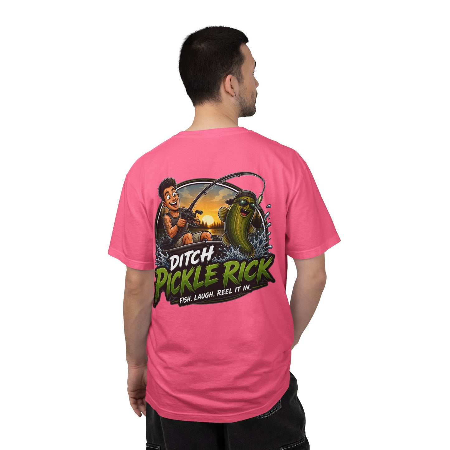 Ditch Pickle Rick Pocket Logo Fishing T-Shirt